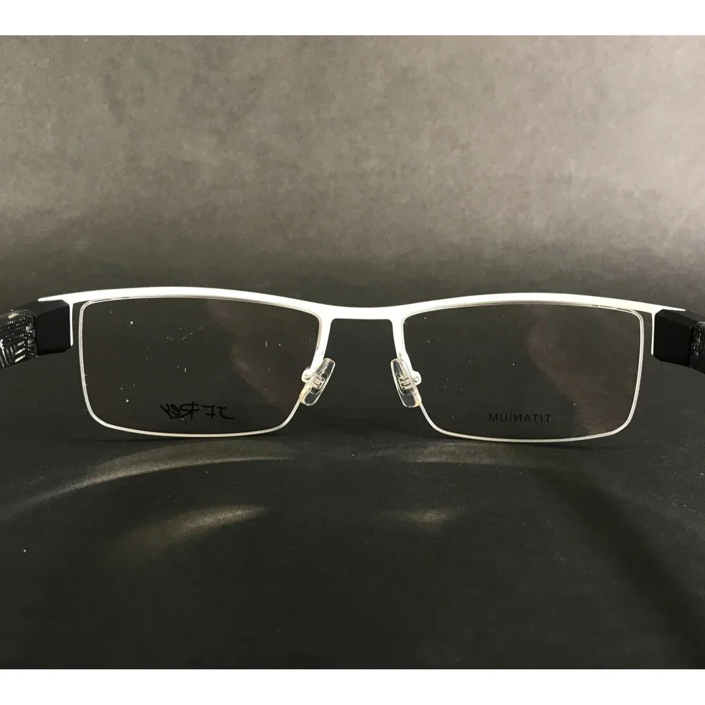 J.F. Rey Eyeglasses Frames JF2690 1005 White Black Rectangle Titanium 56-19-130